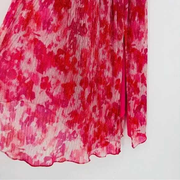 Ramy Brook Alexa Metallic Floral Blouson Midi Dress Rose Pink Women's Small NEW